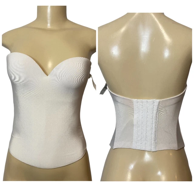 Davids Bridal Seamless Bustier Corset Bra 34B Strapless White lingerie
