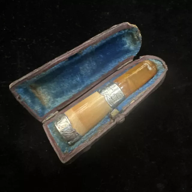 Antique Cased Silver Cheroot Holder - Birmingham 1893