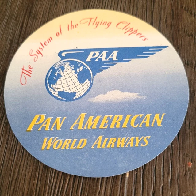1950'S PAN AMERICAN World Airways Flying Clippers Luggage Label Vintage
