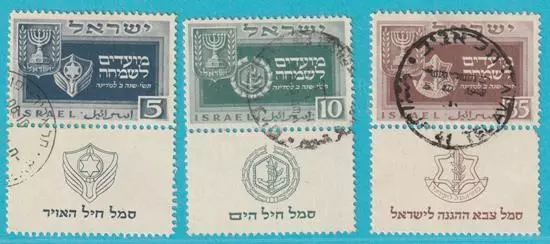 Israel aus 1949 gestempelt MiNr. 19-21 mit TAP Falze! Festtage leicht geknickt