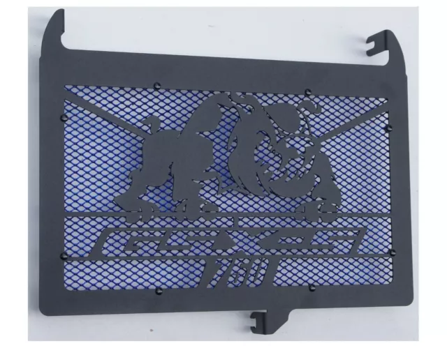 cache / Grille de radiateur Suzuki 750 GSX-S "Bulldog" noir satiné + grill. bleu