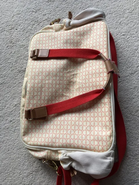Yummy Mummy Pink Lining Baby Changing Nappy Bag Red Hearts Cream 2