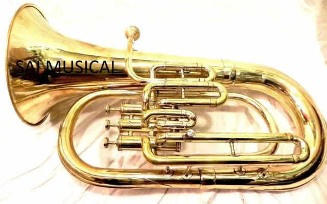 GREAT OFFER BRASS! Bb FLAT 3 VALVE EUPHONIUM FREE HARD CASE+MOUTHPIECE BAND BRS