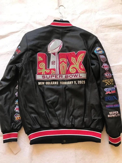 2025 NFL SUPER Bowl LIX New Orleans Chiefs Eagles Leather Jacket Logos ...