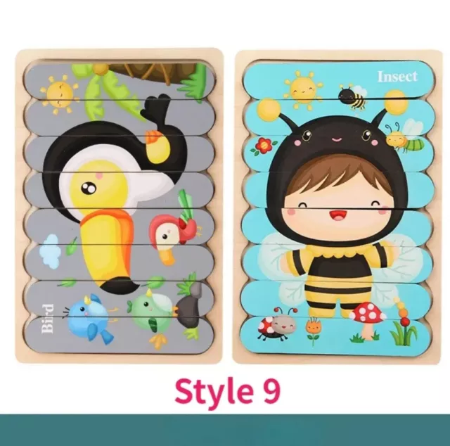 Insect / Bird Double Sided Strip 3D Puzzles for Toddlers. Style 9 only