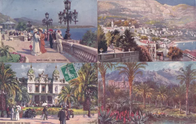Lot of 4 Antique MONTE-CARLO TUCK Oil Postcards Postcards