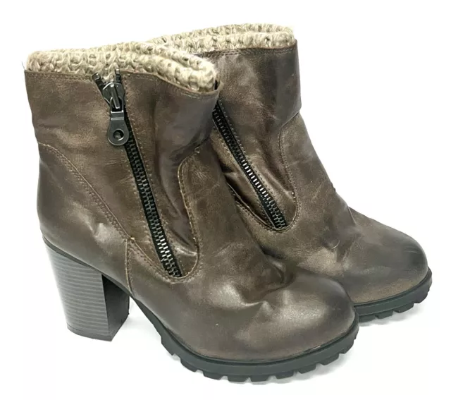 Mossimo Supply Co Boots Womens 9.5 Chunky Sock Hi Top Booties 4" Block Heels Zip