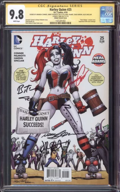 Harley Quinn #25 CGC 9.8 SS 6x Signed Neal Adams, Timm, Conner, Palmiotti