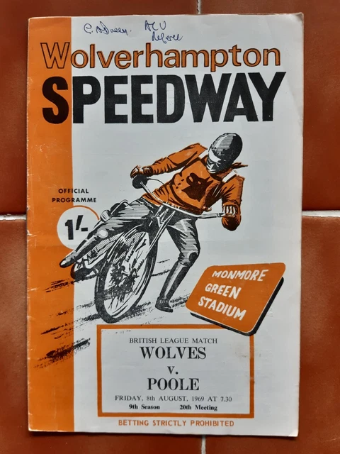 WOLVERHAMPTON vs POOLE SPEEDWAY PROGRAMME 08/08/1969 (GOOD CONDITION)