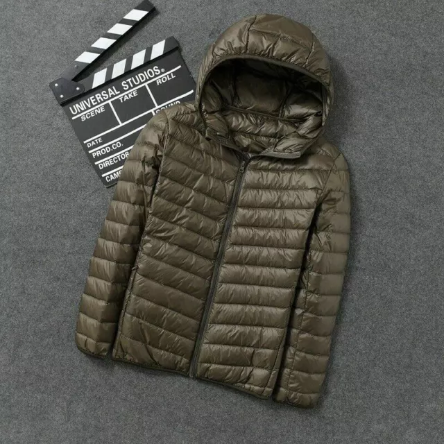 Men's Packable Duck Down Jacket Winter Ultralight Coat Hooded Puffer Jacket Coat