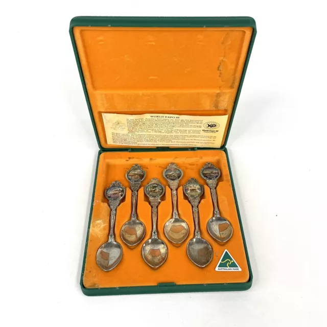 World Expo 1988 Brisbane Australia 6 Teaspoon Collectable Spoon Set