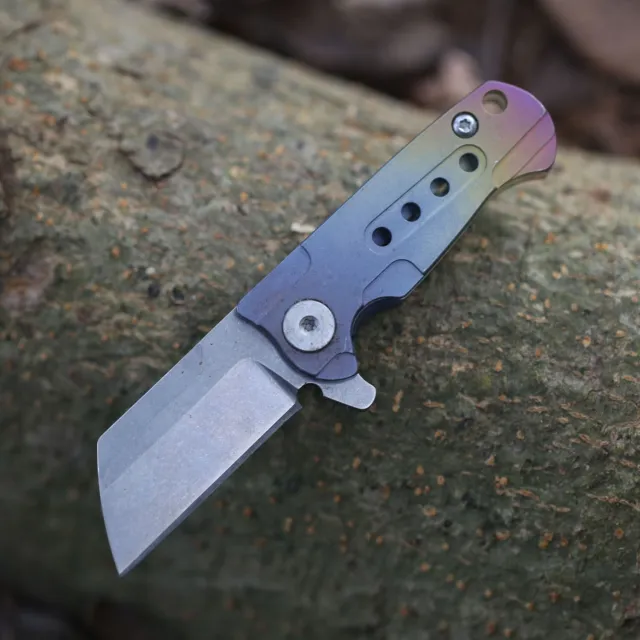 M390 Pocket Knife Titanium Handle Folding Blade Outdoor Keychain Rescue Tool edc