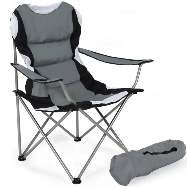 BAKAJI Lot De 2 Chaises Pliantes Accordéon – Polyester Imperméable, Acier, Porte-gobelet, Pour Camping Et Plage