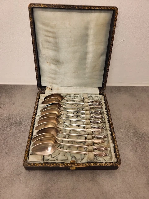 Ensemble De 12 Petites Cuilleres En Metal Argente