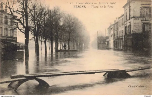 95 BEZONS _S08545_ Inondations Janvier 1910 Place de la F�te
