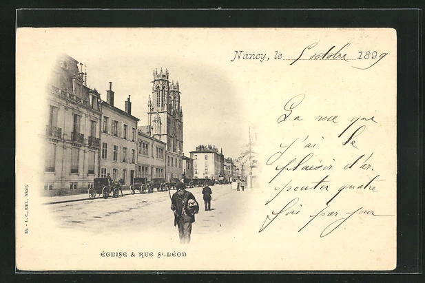 CPA Nancy, Église & Rue St-Léon
