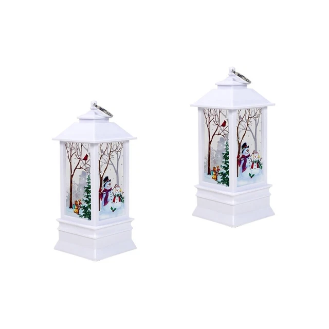 2x LED Globo di Neve Lanterna Luce Up Di Natale Lanterna Lanterna di natale Led