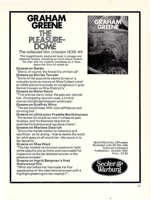 (Aab1) Book Advert 5X8" Graham Green : The Pleasure Dome"