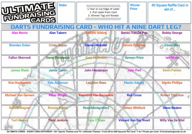 Ultimate Darts Fundraising Cards A5 Free Postage Scratch Raffle Ticket Draw 3