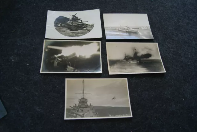 5 vintage from WW2 of Ships  including HMS Devonshire Postcards lot 1