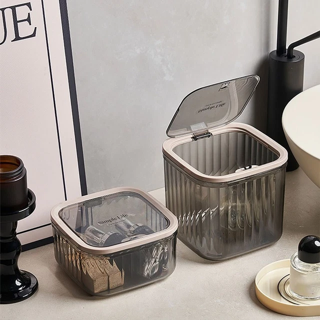 Translucent Dustbin TRANSPARENT WASTE BINS Plastic Mini Dustbin Desktop Trash Office ...