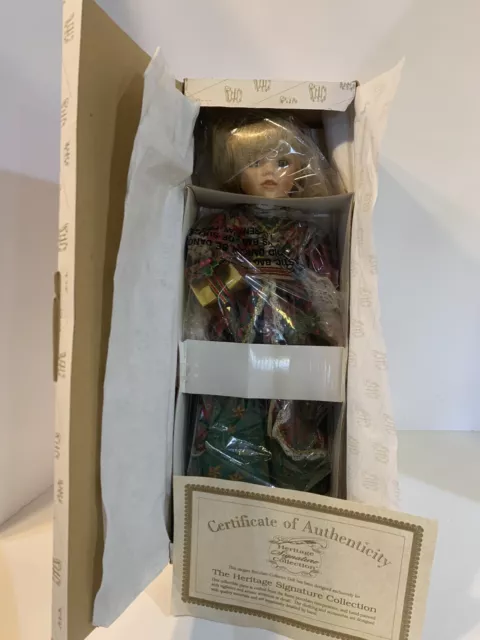 Vintage Christmas Heritage Signature Collection Porcelain Doll Nicole 1999 W/box