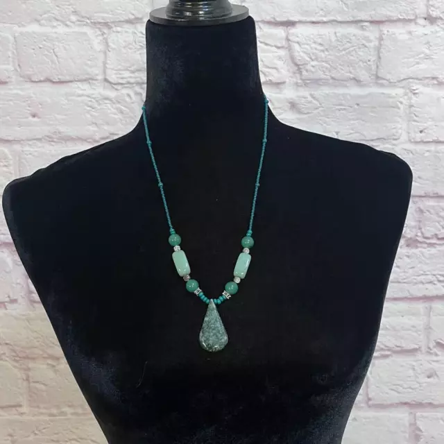 Green Aventurine And Moss Agate Natural Stone Necklace