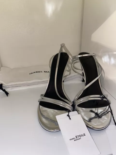 NEW!!! Isabel Marant, Arora Leather Heeled Sandals, Colour: Silver, Size: 41 UK