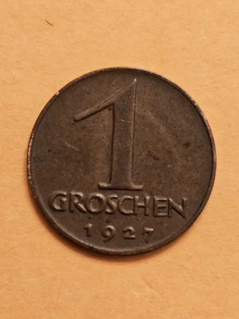 1927 Austria One Groschen Coin Eagle Head Nice Solid World Coin