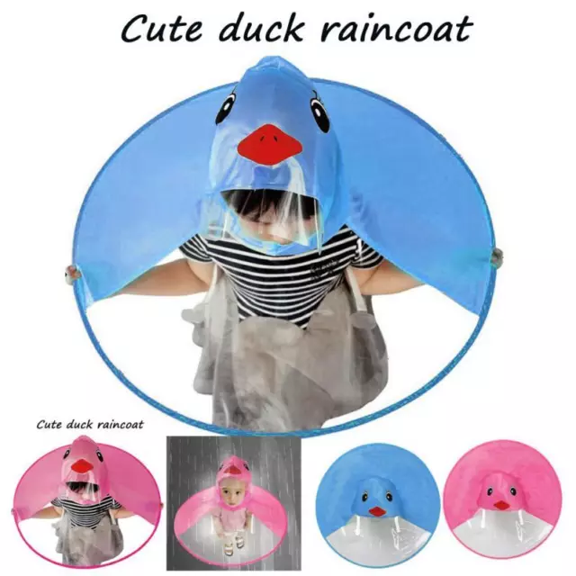 Rain Coat UFO Duck Kids Baby Children Umbrella Hat Magical Hands Free Raincoat 3