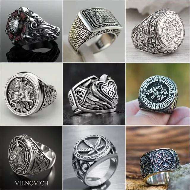 Fashion Men Viking Ring Punk Stainless Steel Rings Party Jewelry Gift Size 7-13