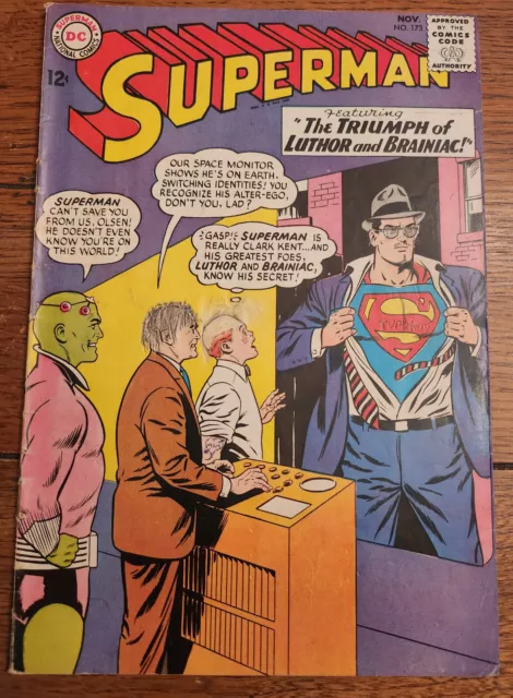 Superman #173 DC Comics 1964 Lex Luthor Brainiac Curt Swan - VG/FN