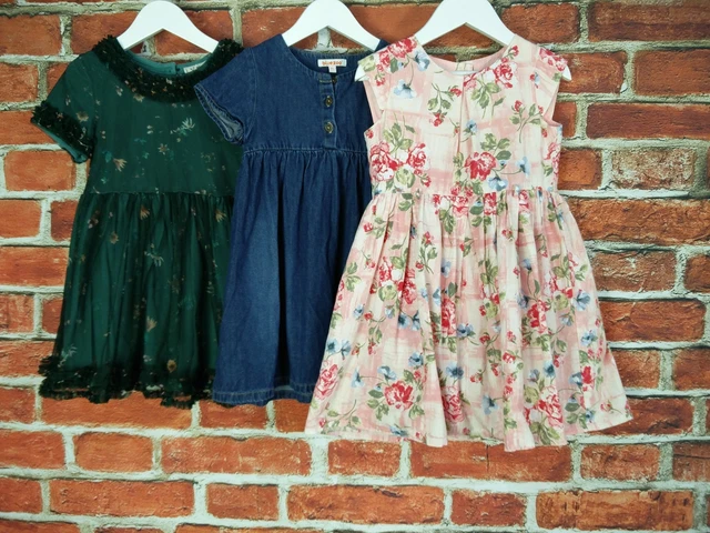Girls Bundle Aged 3-4 Year Next Bluezoo Pretty Party Dresses Floral Denim 104Cm