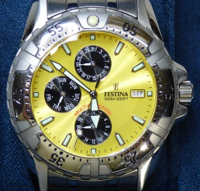 Montre Homme Sport Chrono (décorative) Atlas For Men - Boîtier Noir, Bracelet Bleu - Pile Neuve, Fonctionne - Occasion