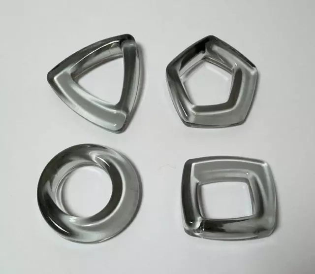 Set Of 4 Vintage Modernist Sculpturings Acrylic Napkin Serviette Rings Retro