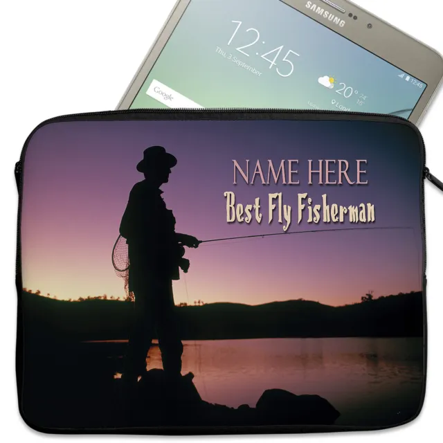 Personalisierte Fliegenfischen Tablet Hülle Laptop iPad Hülle Reißverschluss Tasche Tasche Herren SH096