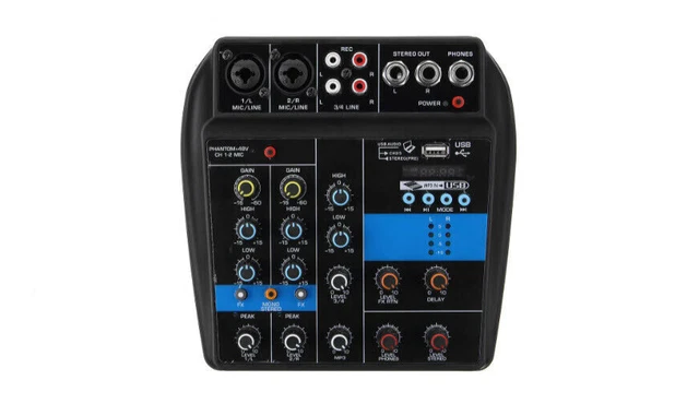 Depusheng Mixer Audio 4 Canali Con Bluetooth - Console DJ Portatile Per Registrazione | USB | Effetto Riverbero | PC E Live - Foto 2