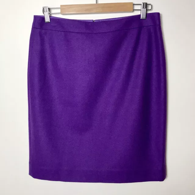 J. Crew Size 10 The Pencil Skirt Purple, Wool, Lined Career EUC