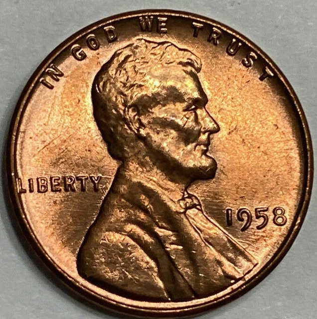RED BU 1958 LINCOLN WHEAT PENNY - Beautiful Tone! - Gem Uncirculated Coin