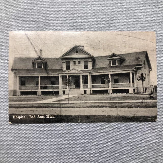VTG RPPC Bad Axe,MI Hospital Huron County Michigan REAL PHOTO Postcard
