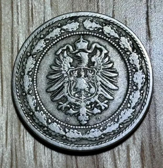 Deutschland 20 Pfennig Kaiserreich Pfennig 1887 D Münze Selten Schlüsseldatum Niedrige Auflage