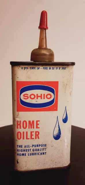 VINTAGE ADVERTISING SOHIO  HOME OILER COLLECTIBLE  4 Oz TIN Can