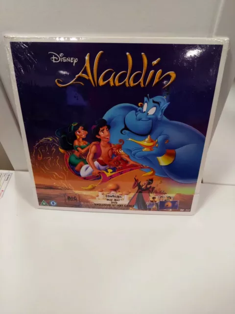 Disneys Aladdin Big Sleeve Edition Blu ray DVD and Art Cards New And Sealed