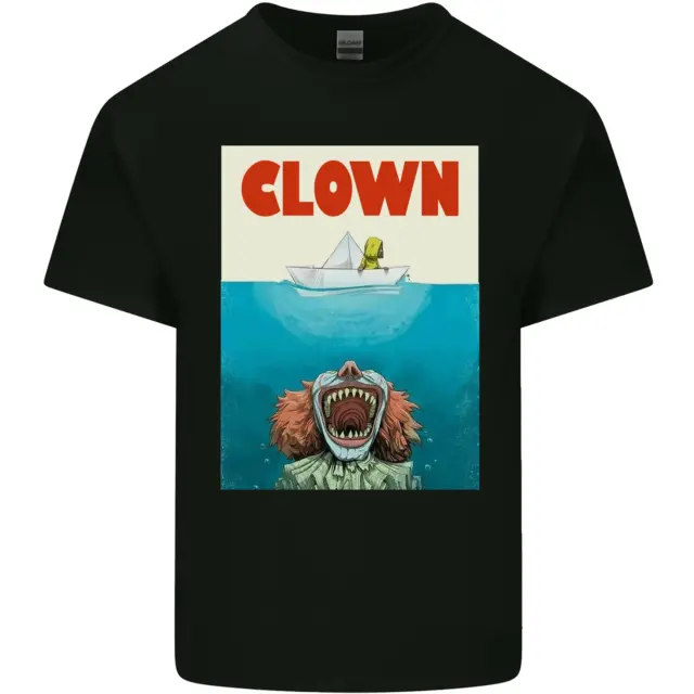 T-shirt top Jaws divertente parodia clown Halloween horror da uomo cotone