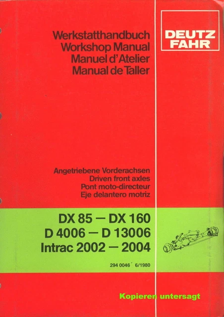 Werkstatthandbuch Deutz Fahr Getriebe TW 90 für die Schlepper DX 85 DX 90 DX 110 kaufen bei Werkstatthandbuch Deutz Fahr Getriebe TW 90 für die Schlepper DX 85 DX 90 DX 110 kaufen bei