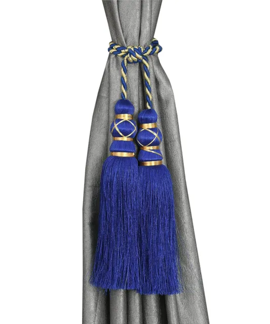 Beautiful Tassel Rope Curtain Holders TieBacks for Home decor Navy Blue Set of 6 3