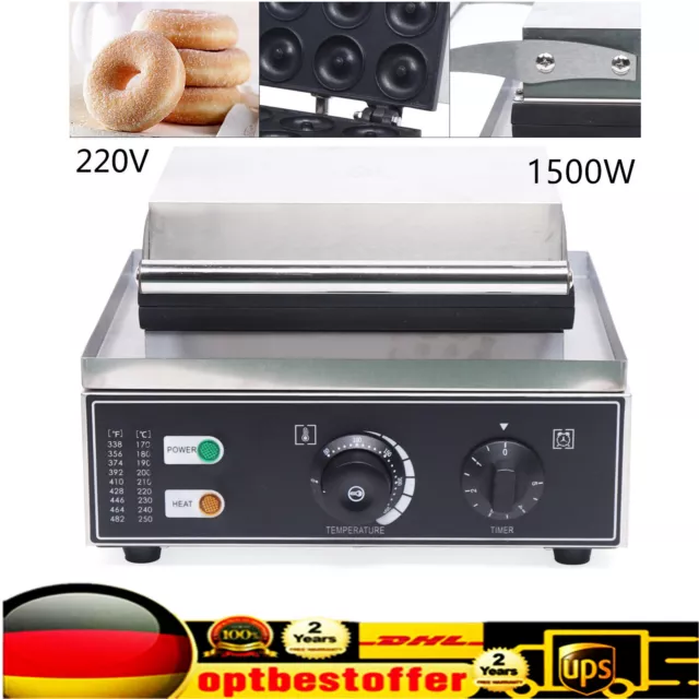 1500W Elektrisch Doughnut Baker Maker Machine 12 Löcher Donutzubereiter Antihaft