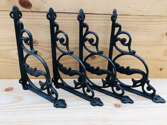 4 Cast Iron MERMAID Brackets Garden Braces Shelf Rustic Corbel Beach Nautical