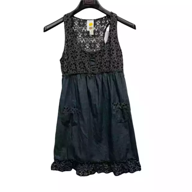 Mimi Chica Womens Mini Dress Size Small Black Sleeveless Fit & Flare Scoop Neck