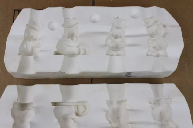 Ceramic Slip Mold 2 Piece 4 Snowmen Christmas Snow Winter #1206 Cast Casting